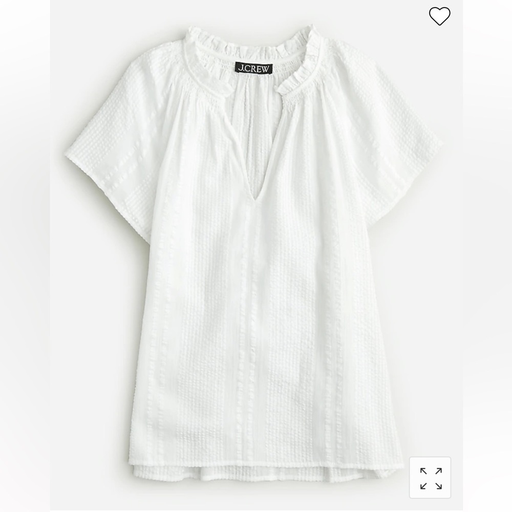 J CREW flutter-sleeve V-neck top‎ in cotton dobby